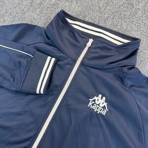 Kappa Men's XL Navy Blue White Stripe Full Zip Track Jacket Windbreaker Athletic